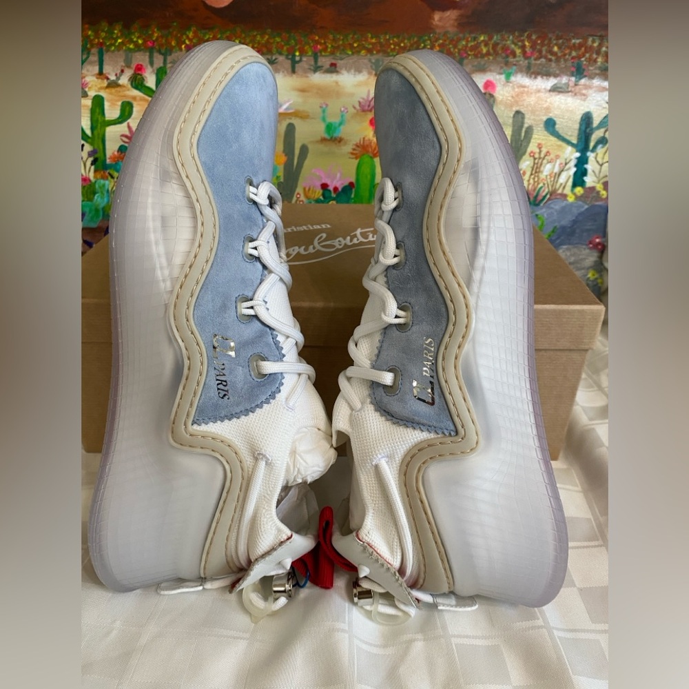 Christian Louboutin Arpoador Flat, Suede Sneakers, Blue/Wht, Men’s EU 43/US 10 - Picture 8 of 16